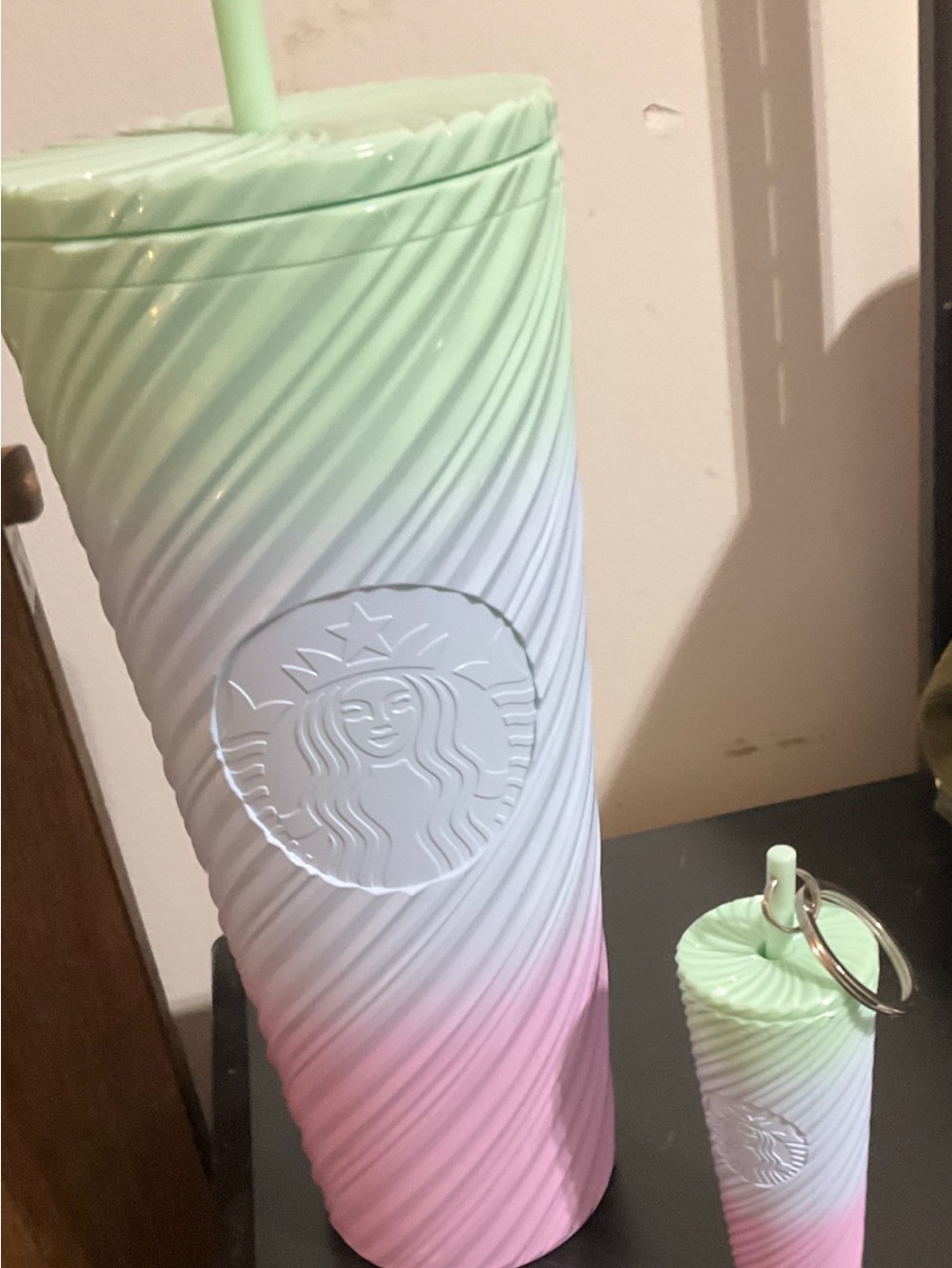 Starbucks tumbler with matching keychain